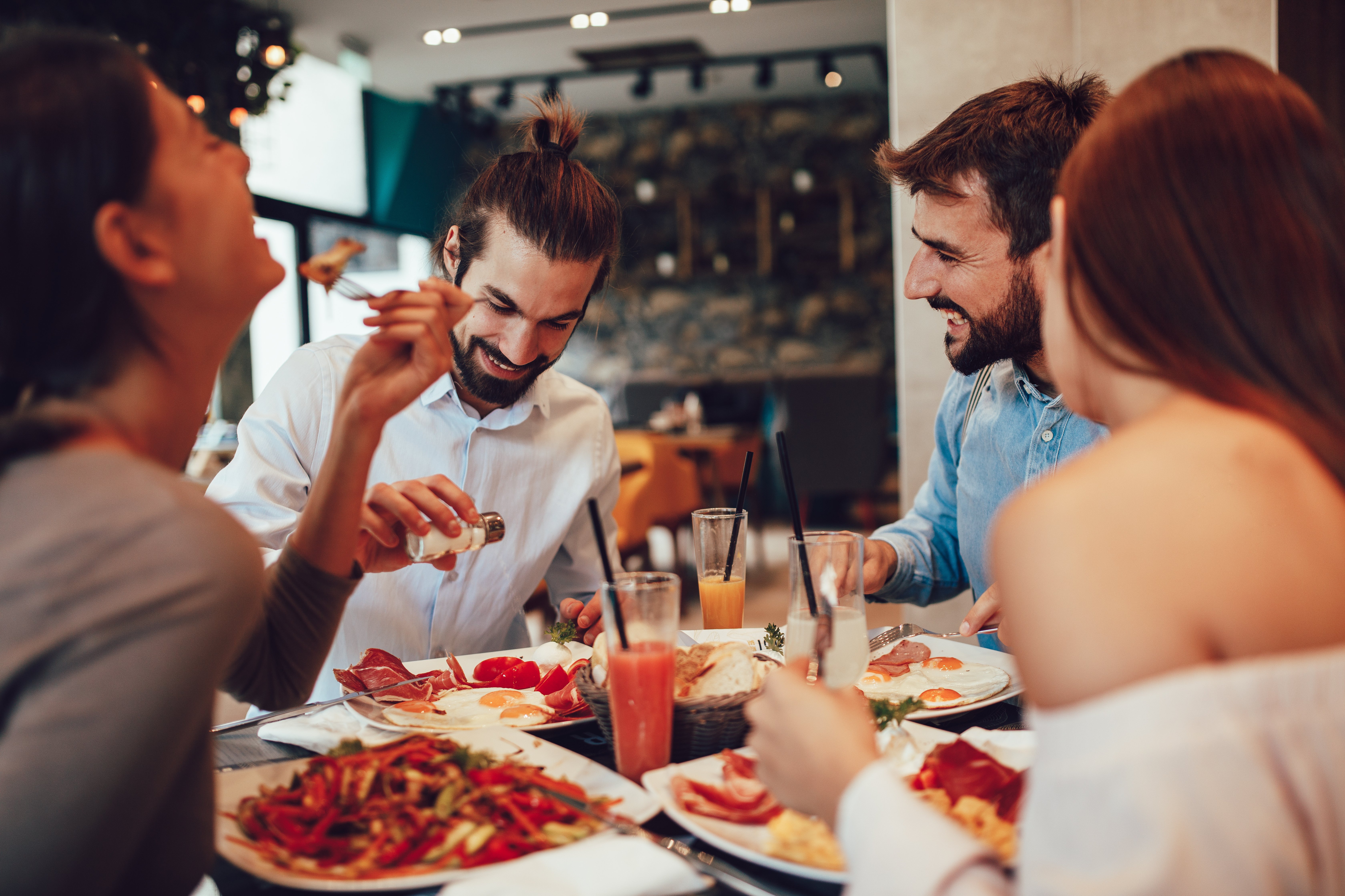 Restaurant customers having a fantastic experience