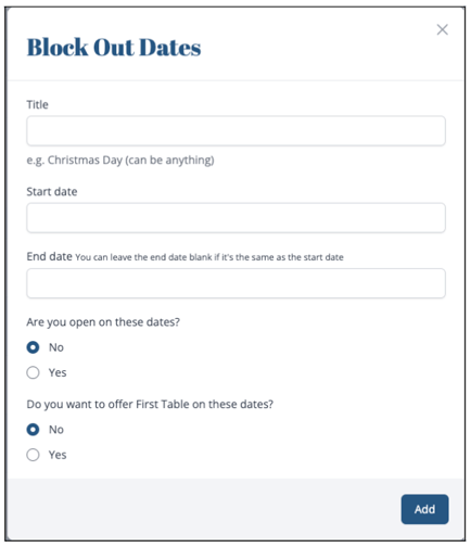 How to add blockout day/s