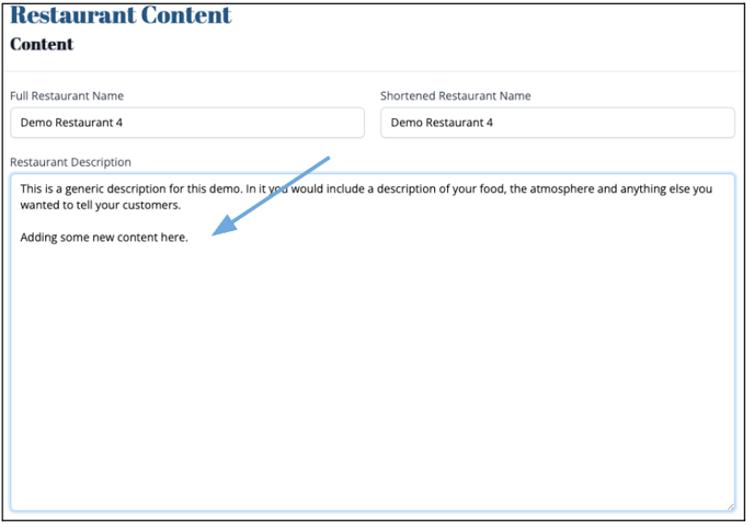 How to update your restaurant's description